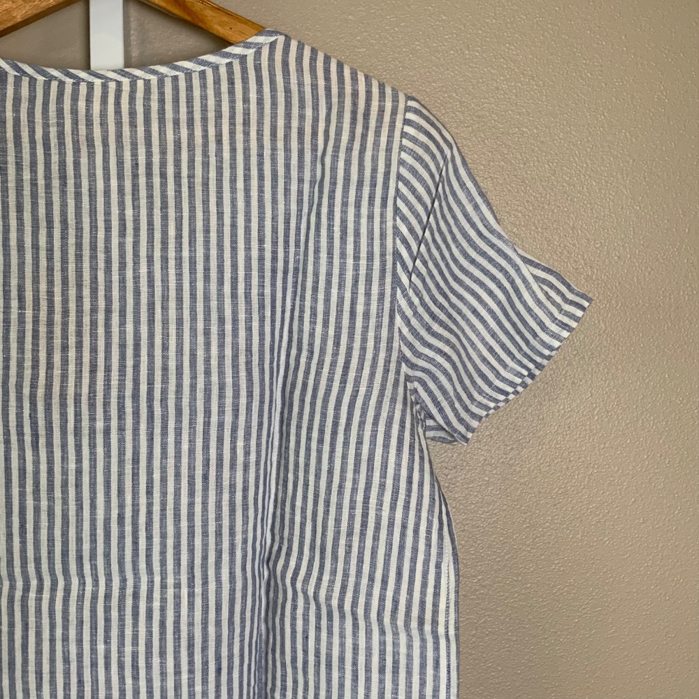 Christian Siriano Striped Short Sleeve Linen Top - Picture 13 of 16